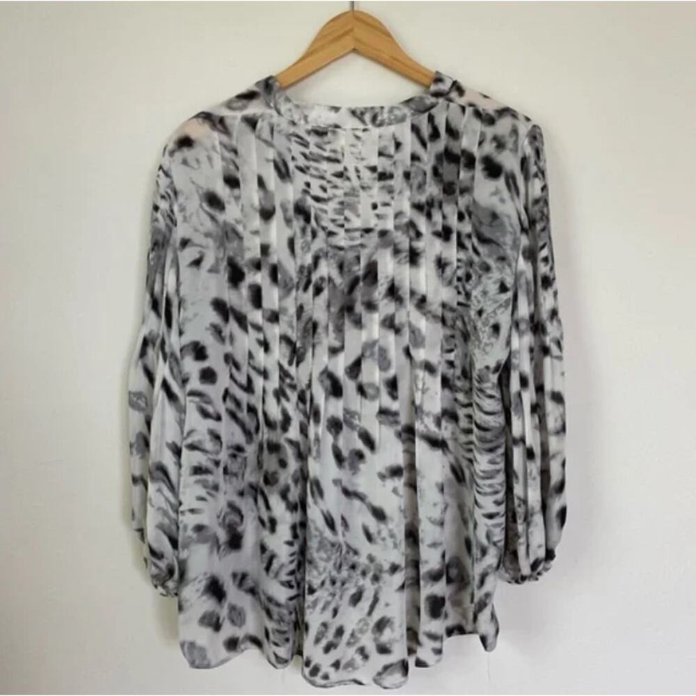 Parker Leopard Print Button Front Blouse Small - image 3